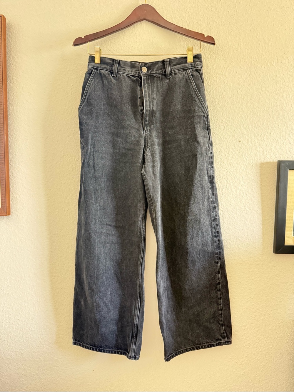 COS Black Mid-Rise Wide-Leg Jeans size 25